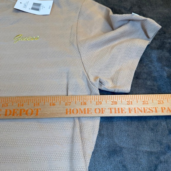 GUESS Tan Stripe Textured Crew Neck T-Shirt Short Sleeve Mens Size Medium NWT - Picture 9 of 12